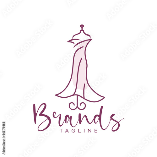 Wedding dress and boutique logo vector illustration design