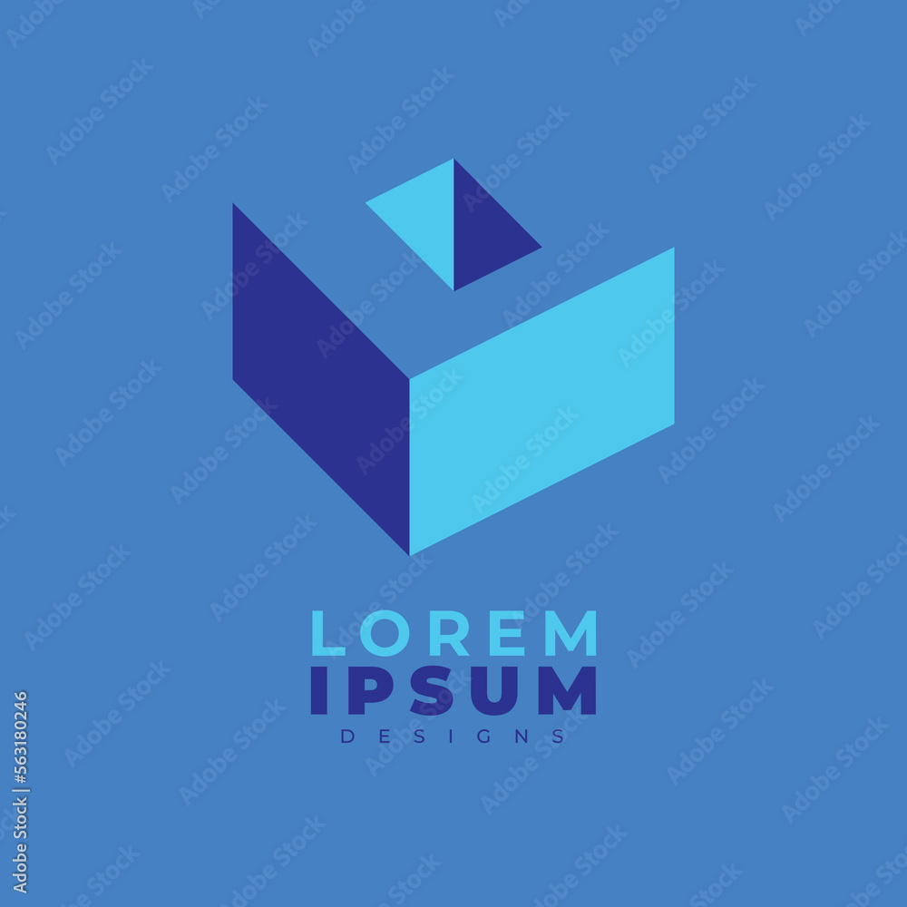 Fototapeta premium Geometric inside cut logo. O Letters. O cube monogram. Construction logo. Letter O 3D Logo.