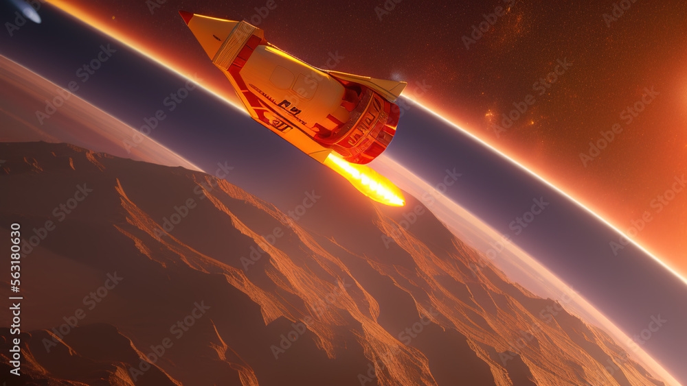 Fototapeta premium rocket on mars, Generative AI