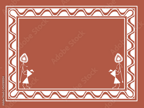 Frame from traditional Indian ornament. Sora art of idittals or warli painting.
