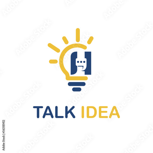 Initial H Letter with Light Bulb and Chat Icon for Innovative Technology Company Logo Idea Template