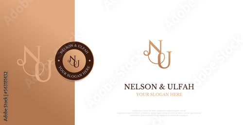Initial NU Logo Design Vector 