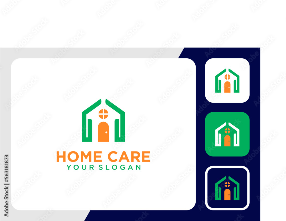 home logo design with care and hands home logo design with care and hands