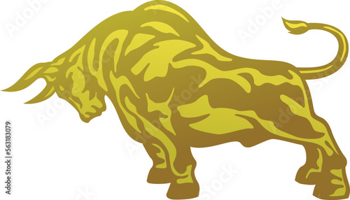 Golden Muscular Fighting Bull Illustration