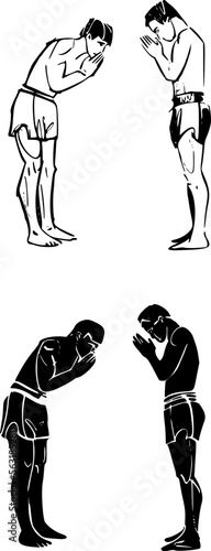 the vector illustration of the Muay Thai fighter