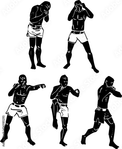 the vector illustration of the Muay Thai fighter