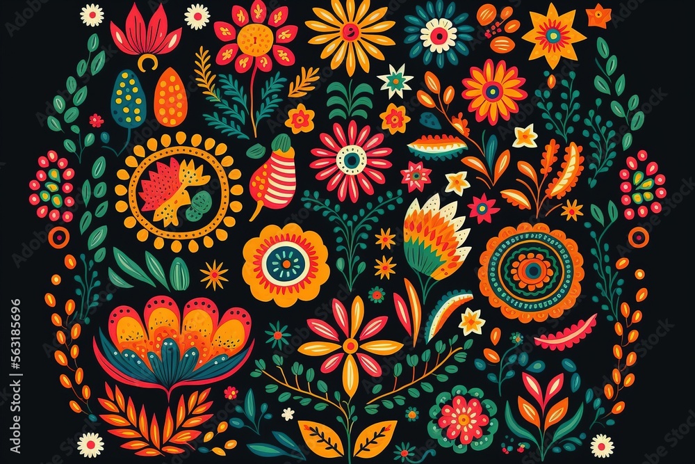 The Day of the Dead pattern, Día de Muertos. Generative AI The Day of the Dead pattern, Día de Muertos. Generative AI