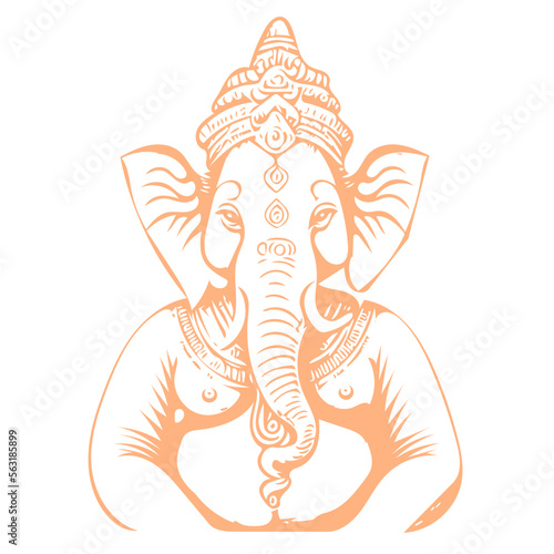 Hindu God Ganesha Line Art