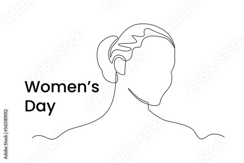Single one line drawing international women's day design for landing page. mobile app, poster, banner and flyer. Women's day  concept. Continuous line draw design graphic vector illustration.