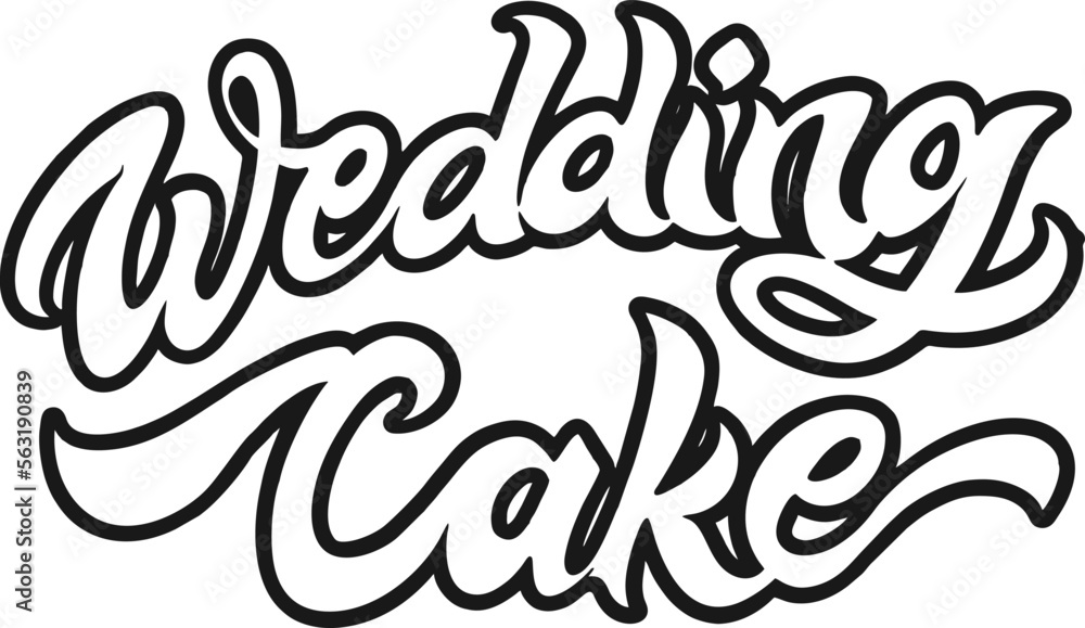 Vintage wedding cake hand lettering word monochrome Vector illustrations for your work Logo, mascot merchandise t-shirt, stickers and Label designs, poster, greeting cards advertising business company