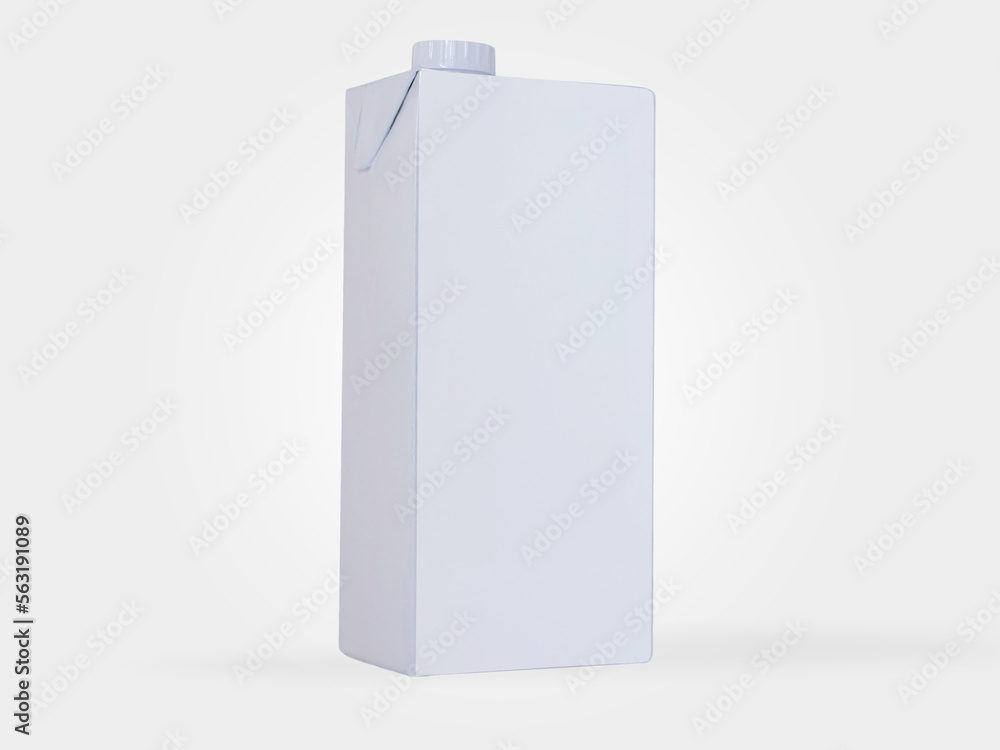 Milk or juice packages made of white carton paper, Mockup template design isolated on white Milk or juice packages made of white carton paper, Mockup template design isolated on white