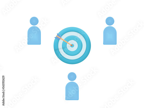 employess aiming at shooting mark. business team goals icon