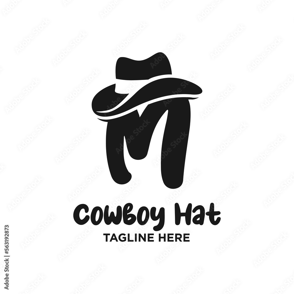 Letter M Cowboy Hat Logo Design Template Inspiration, Vector Illustration. Letter M Cowboy Hat Logo Design Template Inspiration, Vector Illustration.