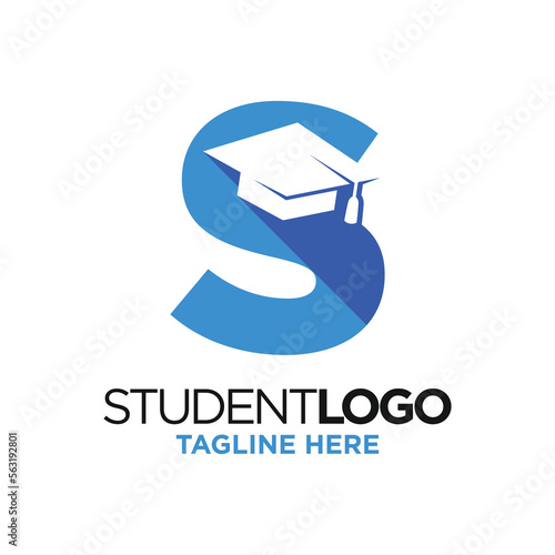 Letter S Graduation Hat Logo Design Template Inspiration, Vector Illustration.