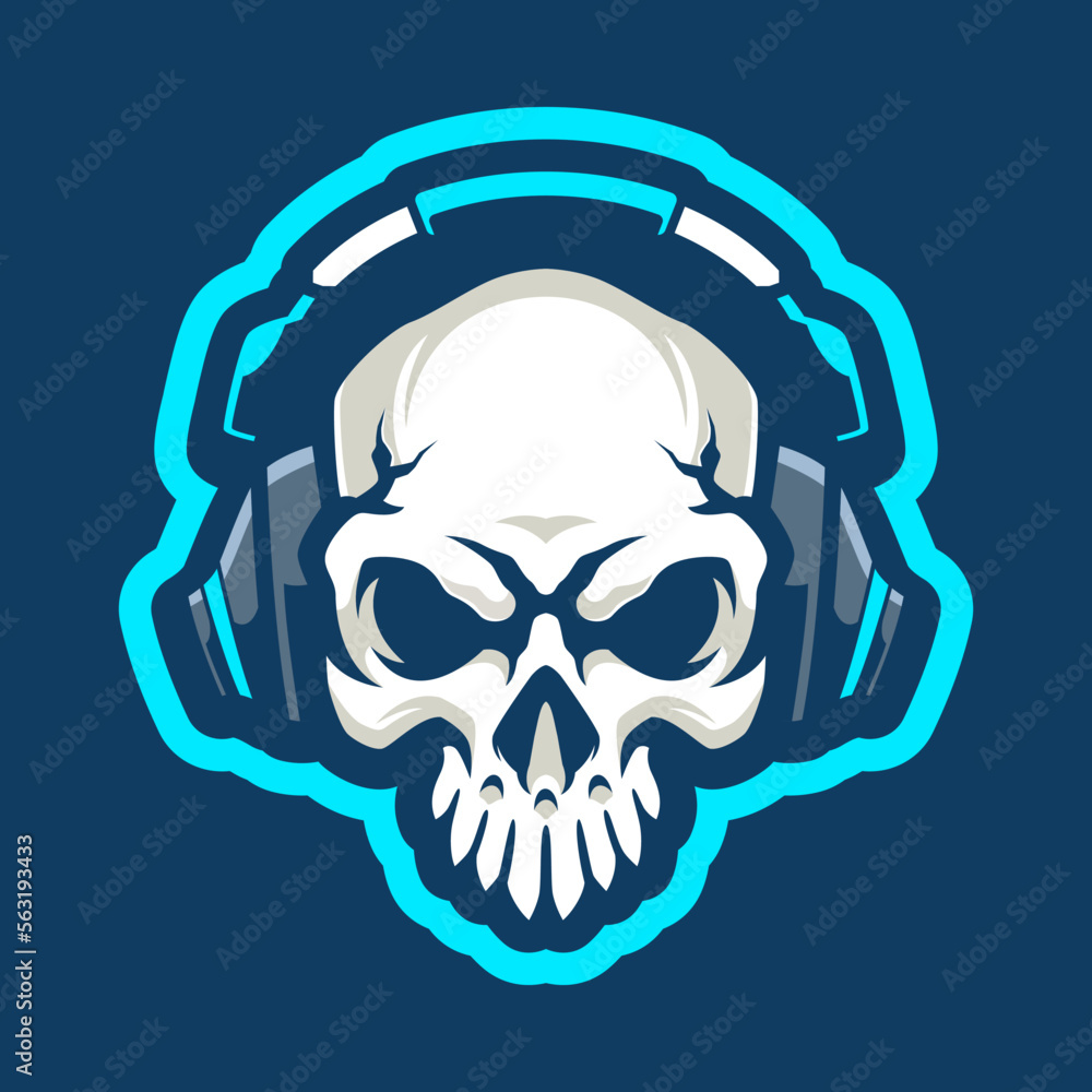 Skeleton skull streamer logo design Skeleton skull streamer logo design