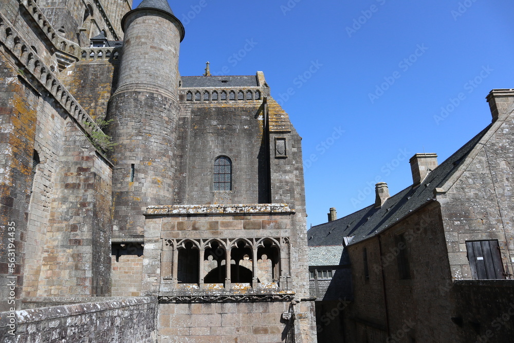 Walkway outside the monastery (abbey) of Mont Saint-Michel in France