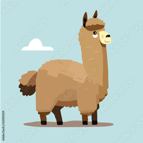 Ilustración editable de llama o alpaca divertida para cuentos infantiles