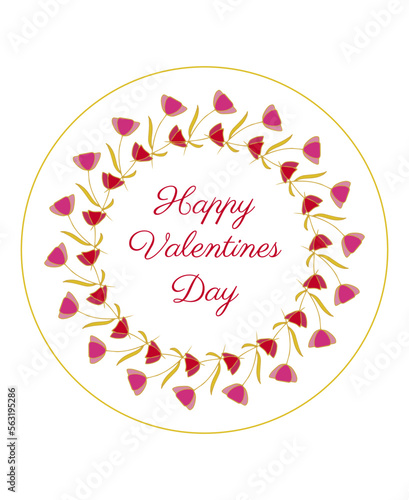 Invitation card with circular floral frame with place of your text, Valentine's day, Woman's Day, Wedding, Birtdays