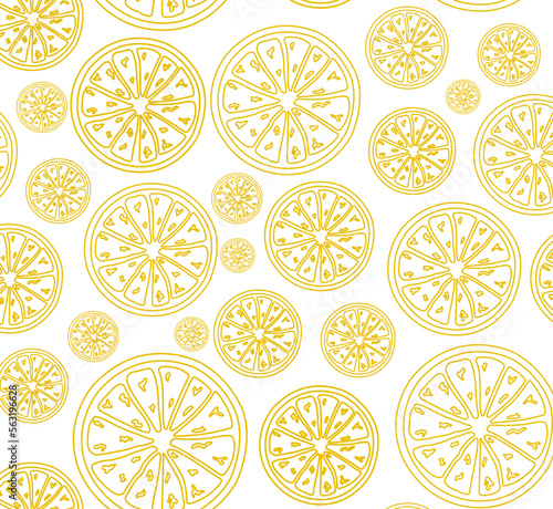 doodle set with useful lemon, citrus, poster for a store, salon on a white background drawn with orange lines