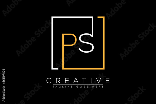 Initial letter ps, sp, s, p elegant and luxury Initial with Rectangular frame minimal monogram logo design vector template