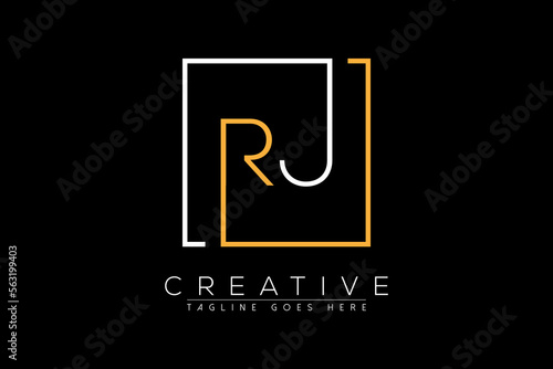 Initial letter rj, jr, r, j elegant and luxury Initial with Rectangular frame minimal monogram logo design vector template
