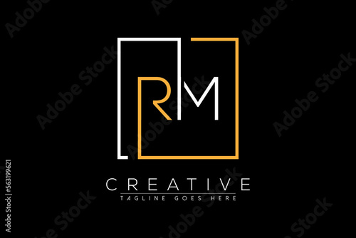 Initial letter rm, mr, r, m elegant and luxury Initial with Rectangular frame minimal monogram logo design vector template