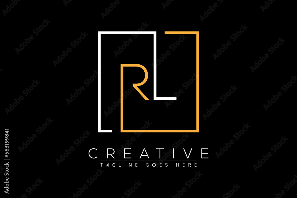 Initial letter rl, lr, l, r elegant and luxury Initial with Rectangular ...