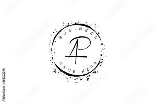 Initial letter ap, pa, a, p handwritten logo with sparkling circles with decorative bohemian boho frame vector 