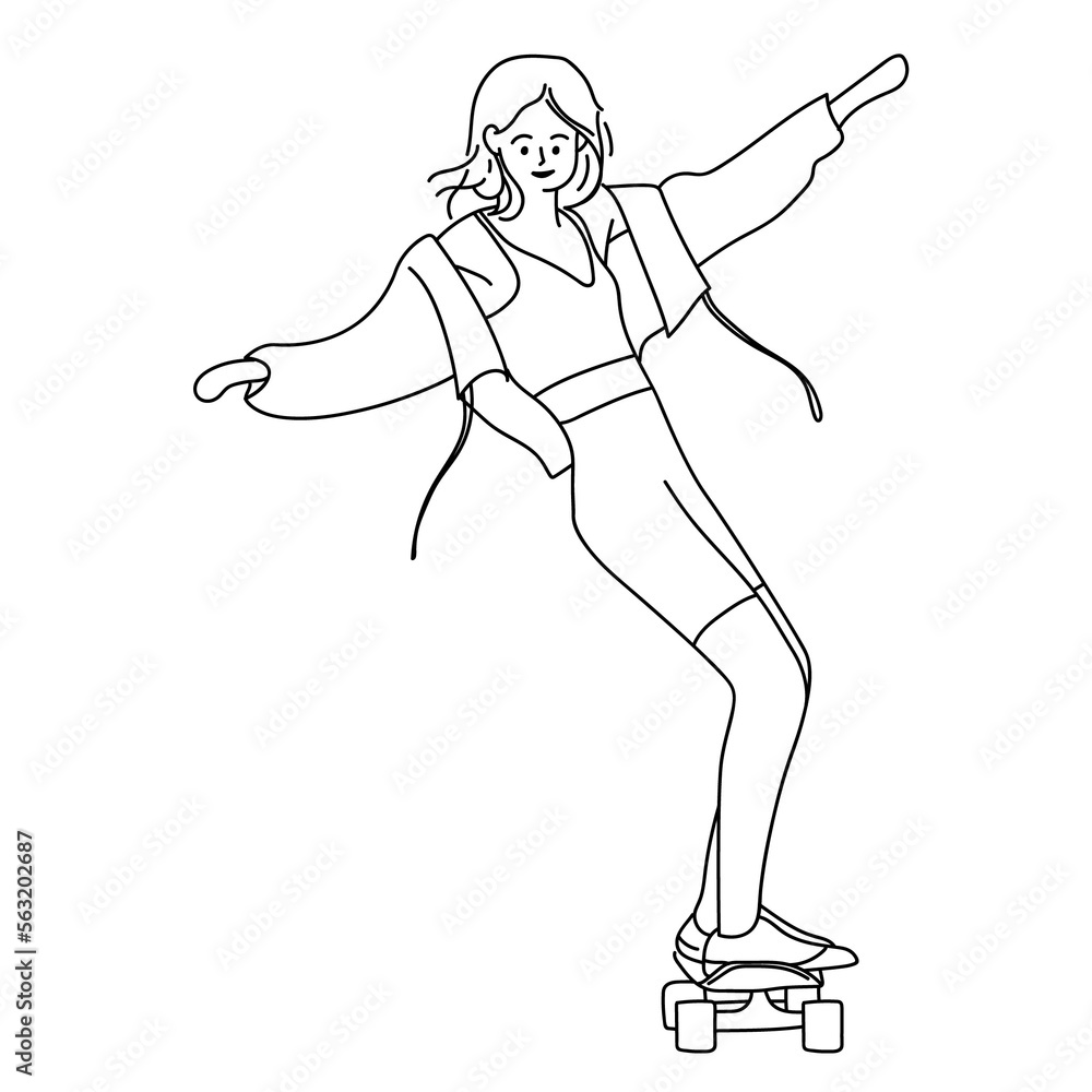 girl running on a skateboard