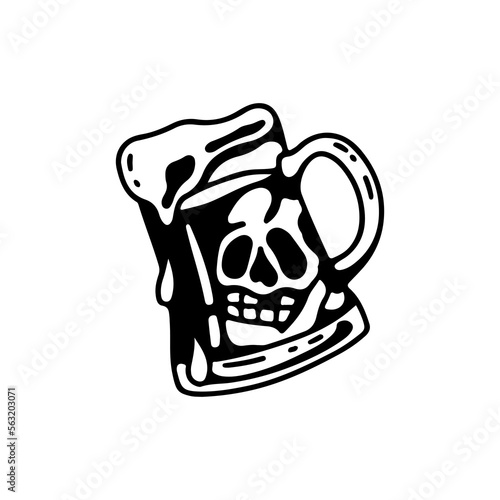 vector illustration of beer with skull concept