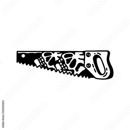 vector illustration of chainsaw with skull concept