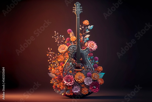 Fantasy design musical standing guitar in studio Generative AI