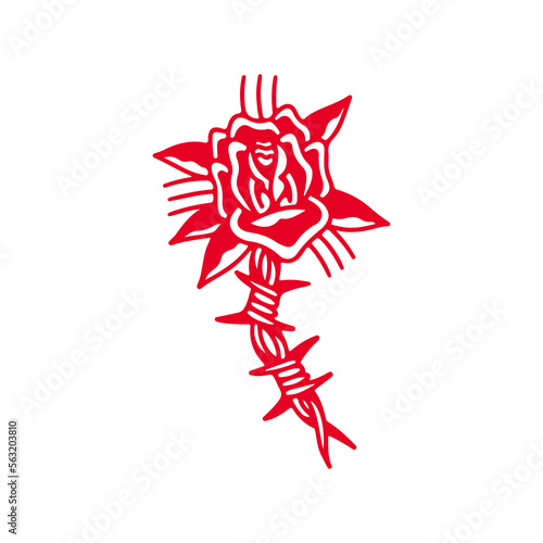 vector illustration of a rose with barbed wire concept