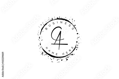 Initial letter ca, ac, c, a handwritten logo with sparkling circles with decorative bohemian boho frame vector 