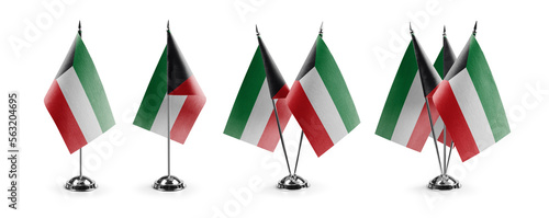 Small national flags of the Kuwait on a white background