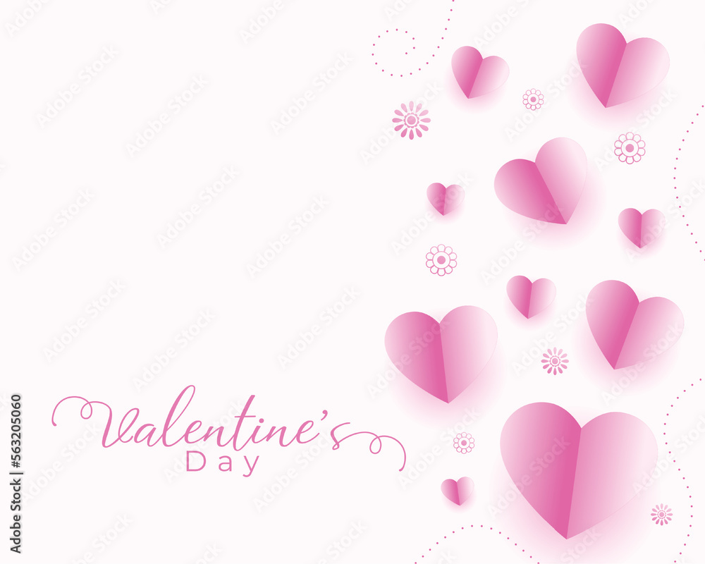 valentine's day soft background with cute paper hearts