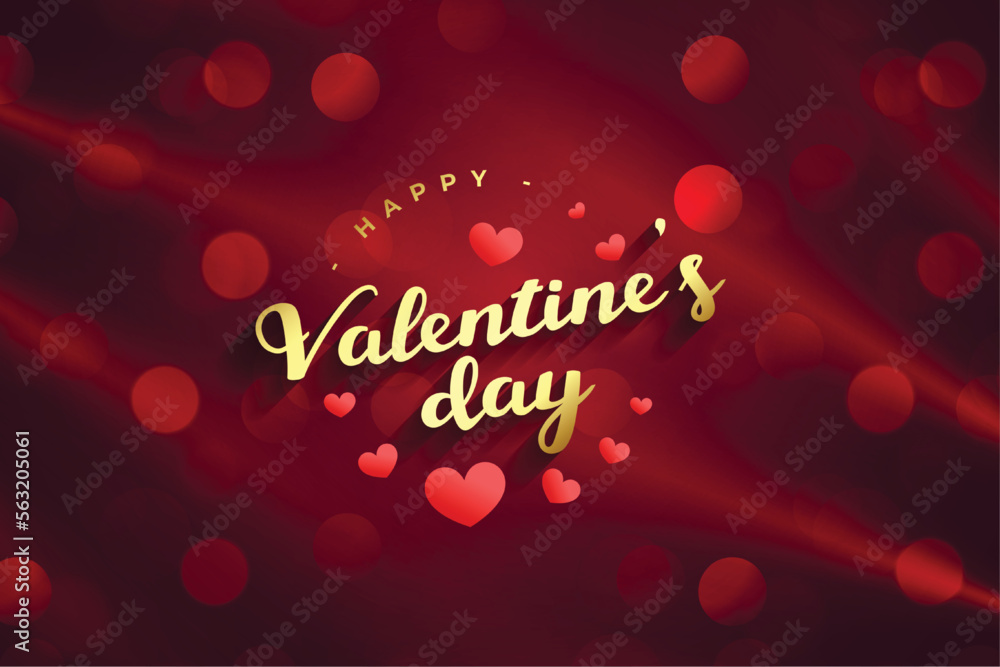 happy valentine's day red bokeh background with light effect