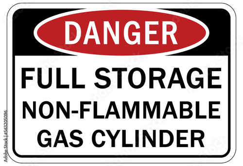 Chemical storage sign and labels  full storage non flammable gas cycinder