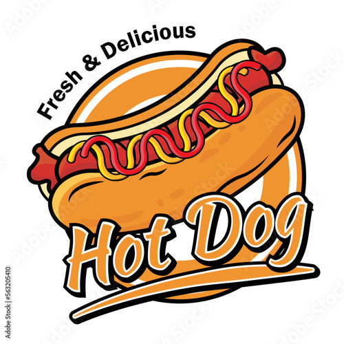 hot dog sausage food logo brand product cartoon style vector illustration editable text effect for restaurant logo banner poster product 