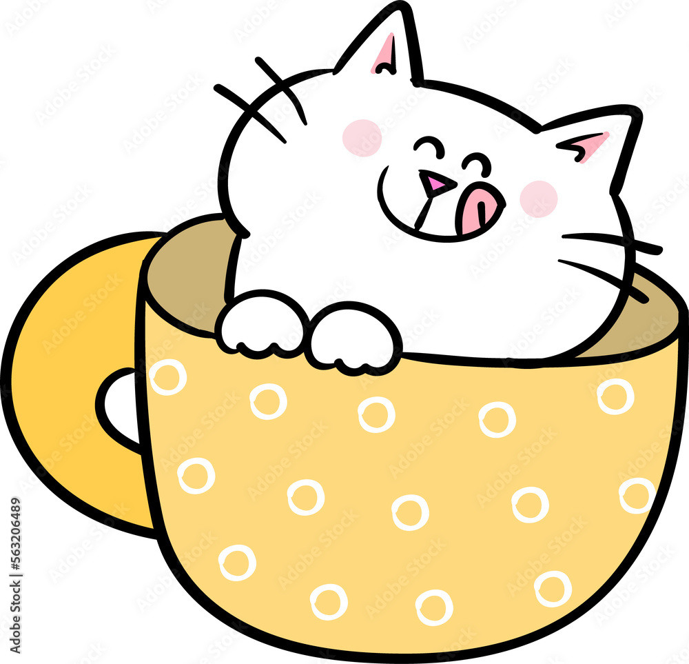 Cute Cartoon Cat in Coffee Cup Cute Cartoon Cat in Coffee Cup