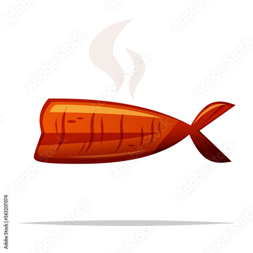 Smoked fish meat vector isolated illustration