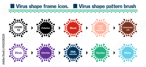 Virus shape frame icon.Virus shape pattern brush.