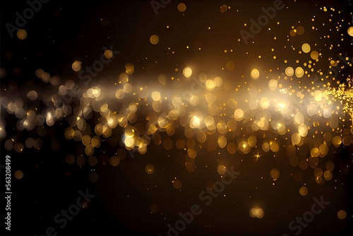 Gold and silver magic elegant glitter light glowing background, gold and dark backgound