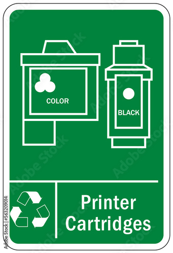 Recycle sign and labels print cartridge and toner recycling