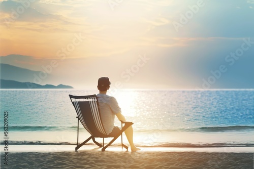 Papier peint Anime chaise longue on the beach