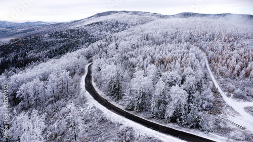 Winter road - drone