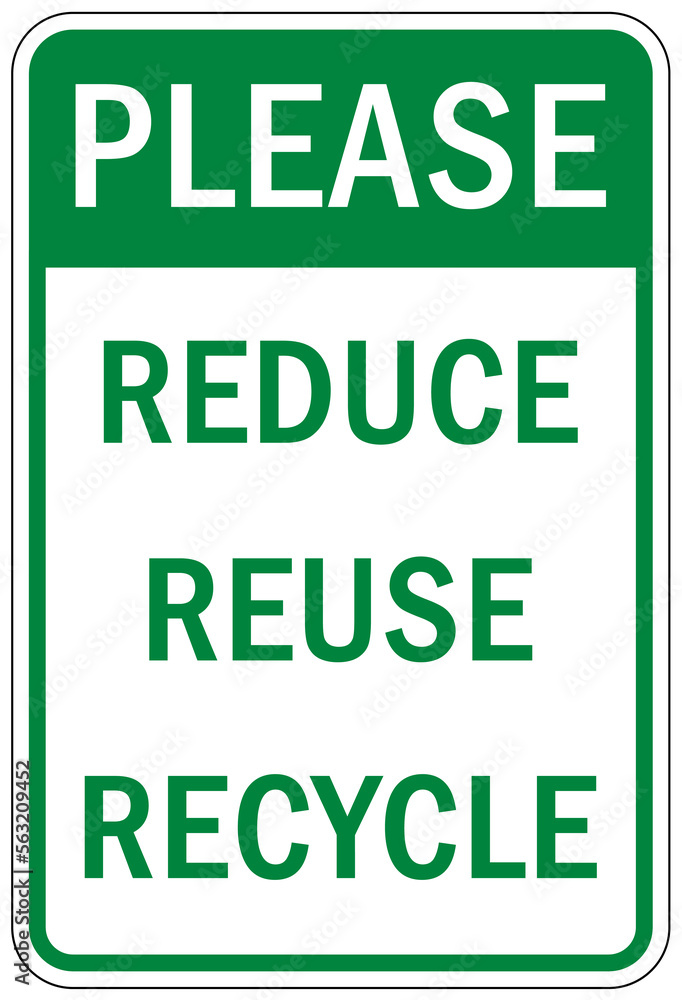 Recycle sign and labels reduce reuse recycle