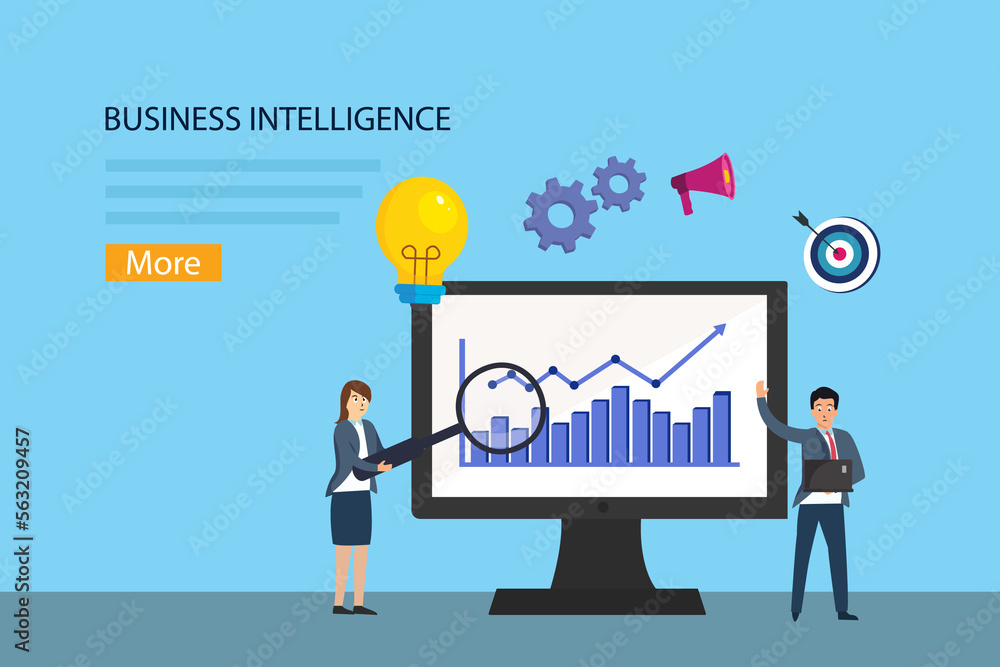 Business intelligence with chart on computer screen Business intelligence with chart on computer screen