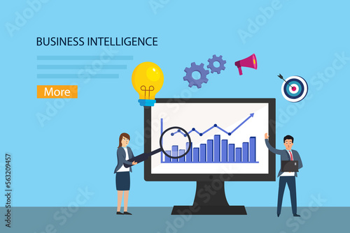 Business intelligence with chart on computer screen