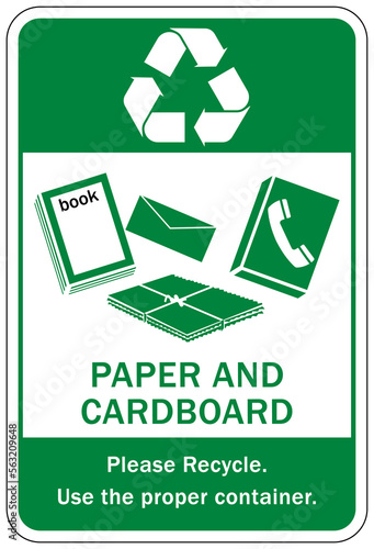 Recycle sign and label, recycling paper, paper and cardboard